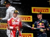 SHANGHAI, CHINA - APRIL 17:  Third-placed Daniil Kvyat of Russia and Red Bull Racing celebrates on the podium with second-placed Sebastian Vettel of Germany and Ferrari and the winner Nico Rosberg of Germany and Mercedes GP after the Formula One Grand Prix of China at Shanghai International Circuit on April 17, 2016 in Shanghai, China.  (Photo by Dan Istitene/Getty Images) // Getty Images / Red Bull Content Pool  // P-20160417-00185 // Usage for editorial use only // Please go to www.redbullcontentpool.com for further information. //