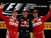 MONTMELO, SPAIN - MAY 15: Max Verstappen of Netherlands and Red Bull Racing, Kimi Raikkonen of Finland and Ferrari and Sebastian Vettel of Germany and Ferrari celebrate on the podium during the Spanish Formula One Grand Prix at Circuit de Catalunya on May 15, 2016 in Montmelo, Spain.  (Photo by Mark Thompson/Getty Images) // Getty Images / Red Bull Content Pool  // P-20160515-00873 // Usage for editorial use only // Please go to www.redbullcontentpool.com for further information. //