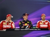MONTMELO, SPAIN - MAY 15: Max Verstappen of Netherlands and Red Bull Racing, Kimi Raikkonen of Finland and Ferrari and Sebastian Vettel of Germany and Ferrari in the post race podium during the Spanish Formula One Grand Prix at Circuit de Catalunya on May 15, 2016 in Montmelo, Spain.  (Photo by Mark Thompson/Getty Images) // Getty Images / Red Bull Content Pool  // P-20160515-01075 // Usage for editorial use only // Please go to www.redbullcontentpool.com for further information. //